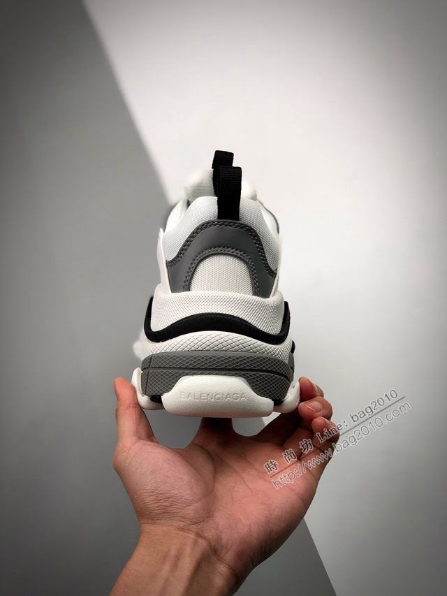 Balenciaga經典款男女鞋 巴黎世家頂級版本Triple S大底LOGO黑白灰老爹鞋 Balenciaga情侶款老爹鞋  hdbl1205